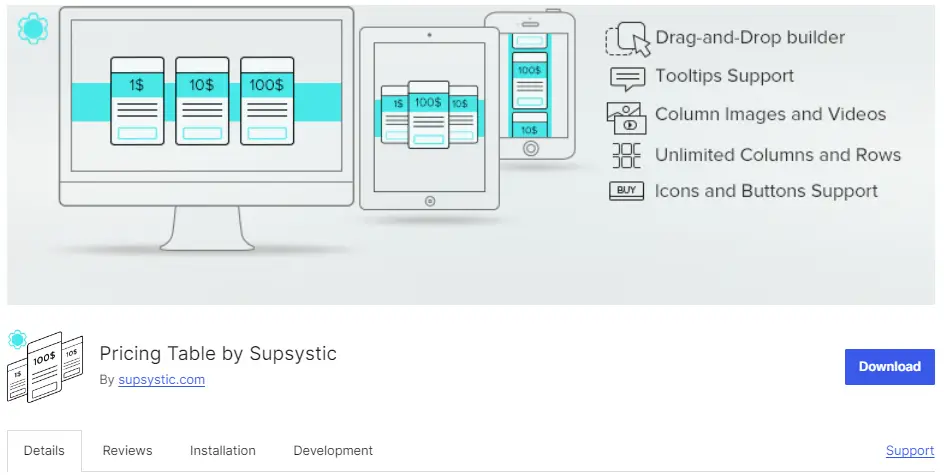 Pricing Table by Supsystic