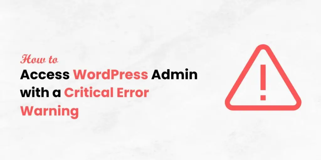 Critical Error Warning